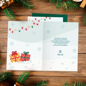 Kartki świąteczne firmowe BIAŁE ŚWIĘTA z Twoim logo