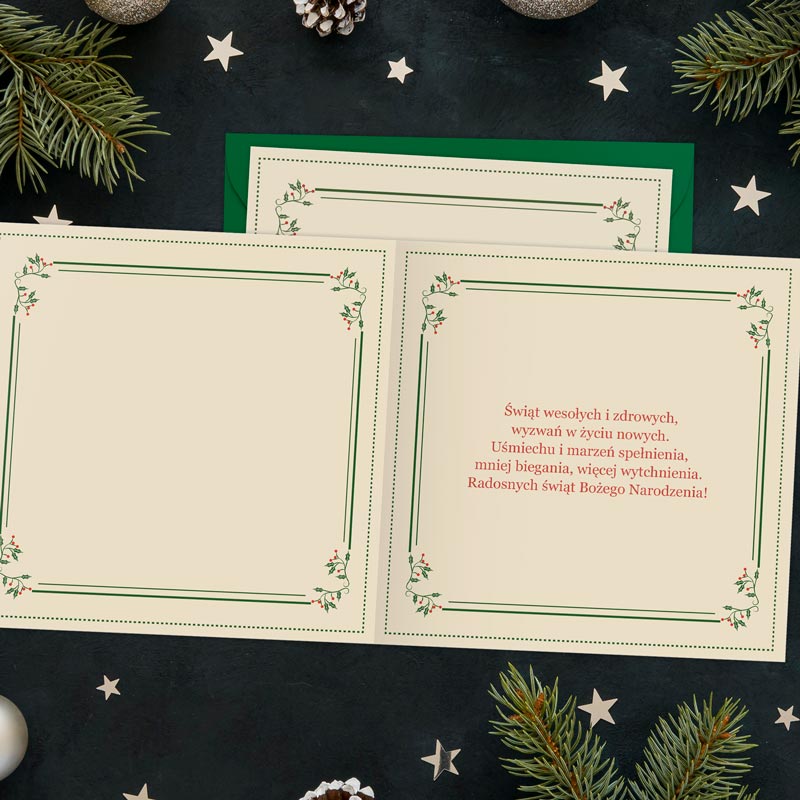 Kartki świąteczne z życzeniami CZERWONY RENIFER