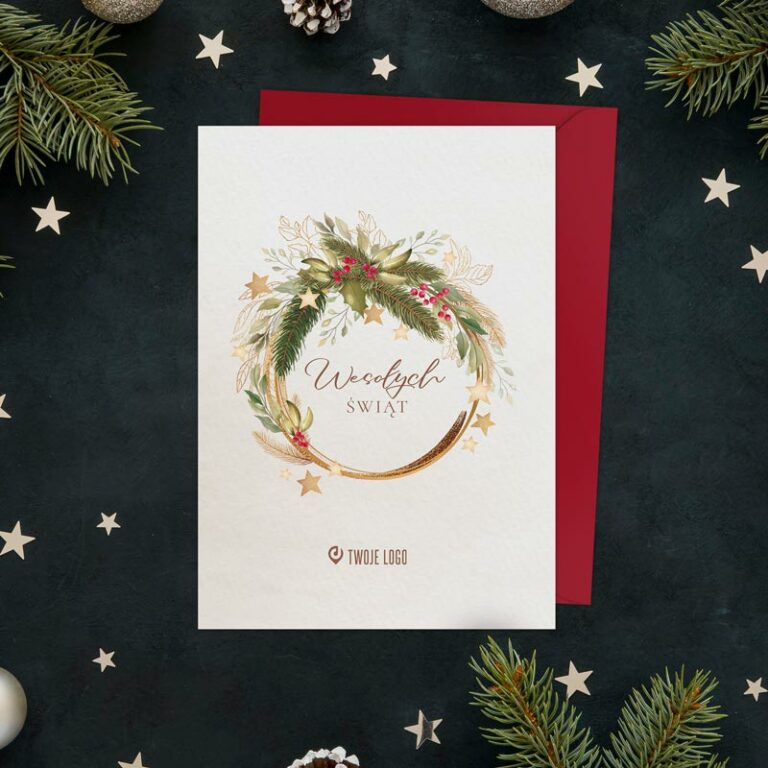 Kartki świąteczne firmowe CHOINKOWA BOMBKA z Twoim logo