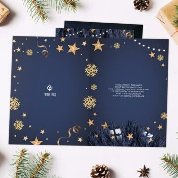 Kartki świąteczne firmowe GRANATOWA ELEGANCJA z Twoim logo