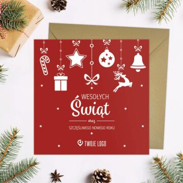 Firmowe kartki świąteczne WISZĄCE DEKORACJE z Twoim logo