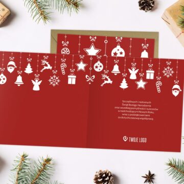 Firmowe kartki świąteczne WISZĄCE DEKORACJE z Twoim logo