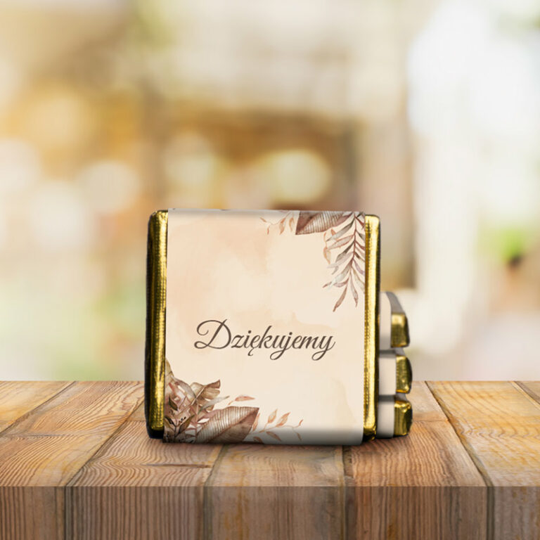 Czekoladka słodkie podziękowanie dla gości brązowy gołąbek awers