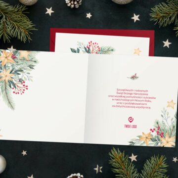 Firmowe kartki świąteczne z logo JARZĘBINA I ŚWIERK