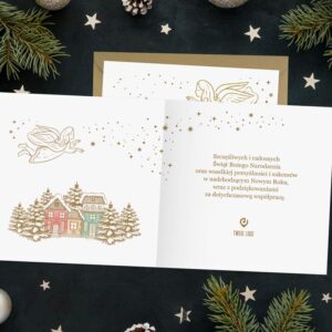 Firmowe kartki świąteczne z logo NOC WIGILIJNA