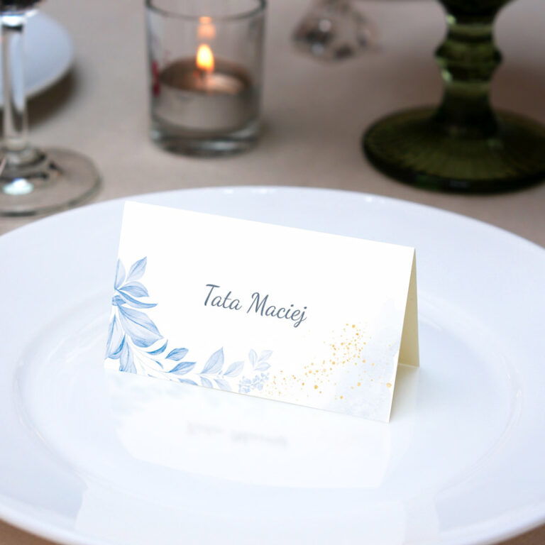 Winietka personalizowana na Chrzest Święty Błękitny Gołąbek awers