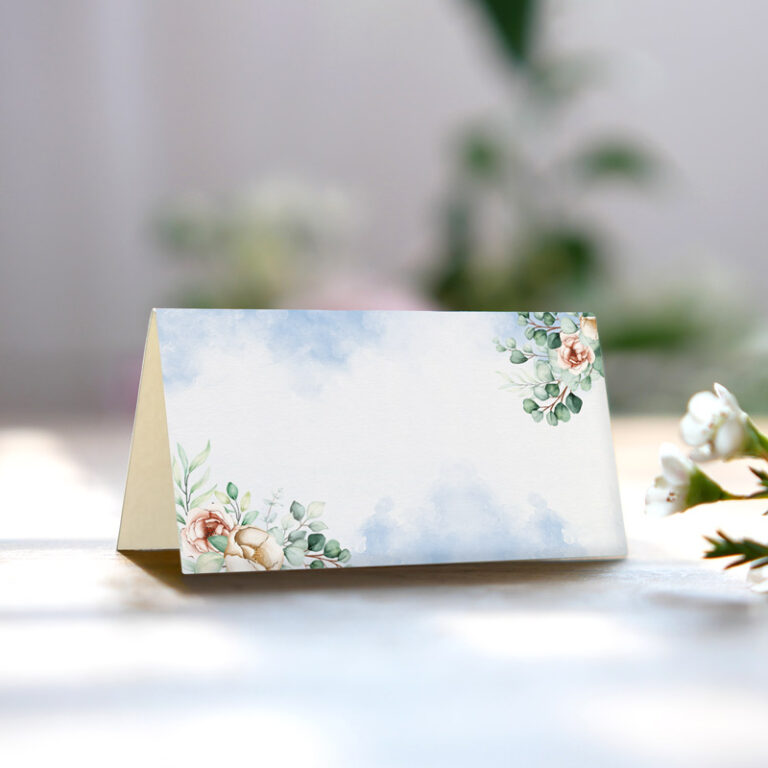 Winietka uniwersalna na Chrzet Święty NIEBIESKA AKWARELA rewers 10 szt.