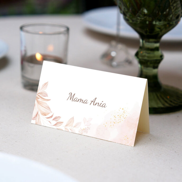 Winietka personalizowana na Pierwszą Komunię Świętą Różowy Gołąbek awers