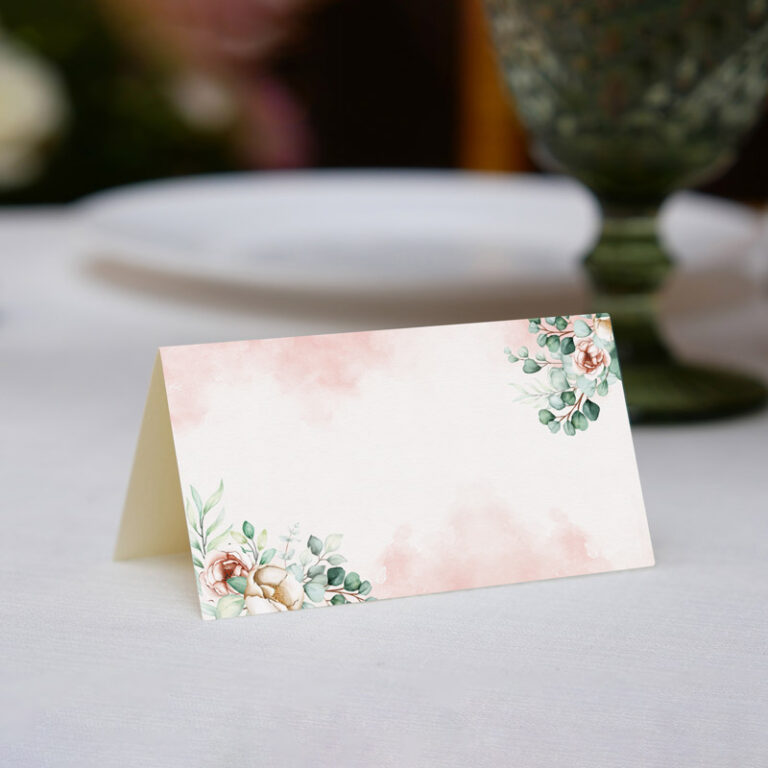 Winietka uniwersalna na Pierwszą Komunię Świętą RÓŻOWA AKWARELA rewers 10 szt.