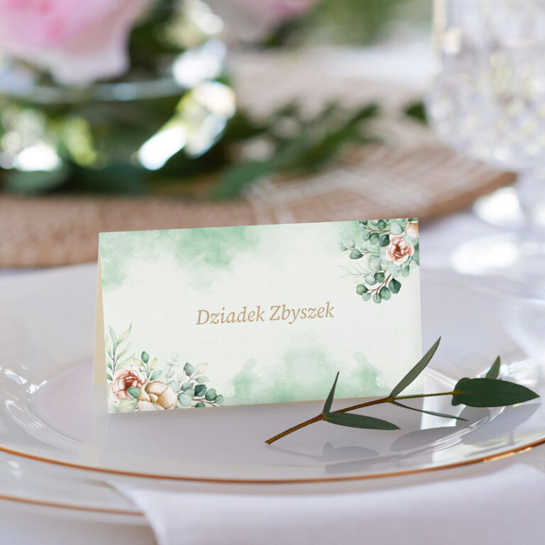 Winietka Pierwsza Komunia Święta zielona akwarela rewers
