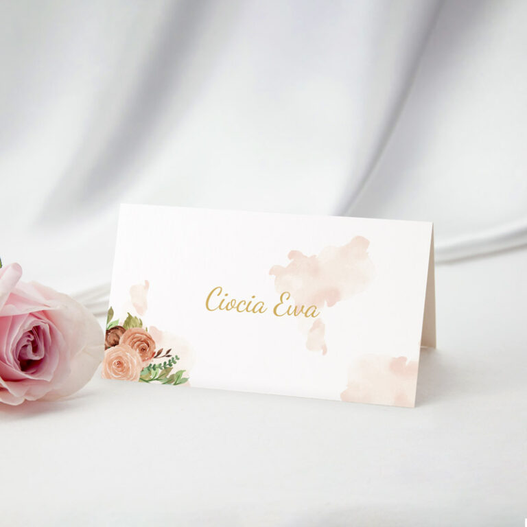 Winietka personalizowana na Pierwszą Komunię Świętą Różowa Róża rewers