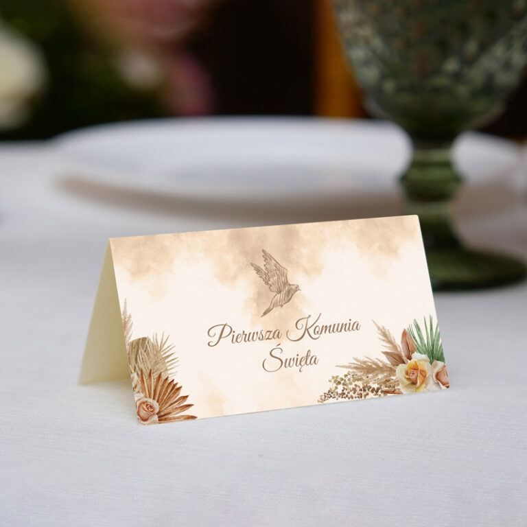 Winietka uniwersalna na Pierwszą Komunię Świętą Herbaciane Róże rewers