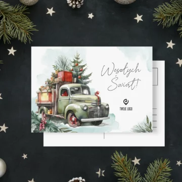 Firmowe pocztówki świąteczne z logo Dostawa Prezentów okładka polska