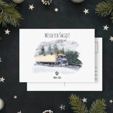 Firmowe pocztówki świąteczne z logo Świąteczna Ciężarówka okładka polska