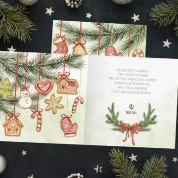 Firmowe kartki świąteczne z logo Słodkie pierniczki życzenia polskie
