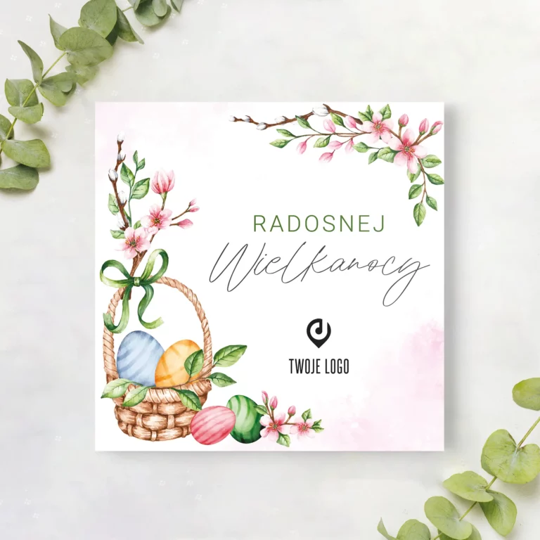 Firmowe kartki Wielkanocne z logo KOSZYCZEK WIELKANOCNY okładka polska