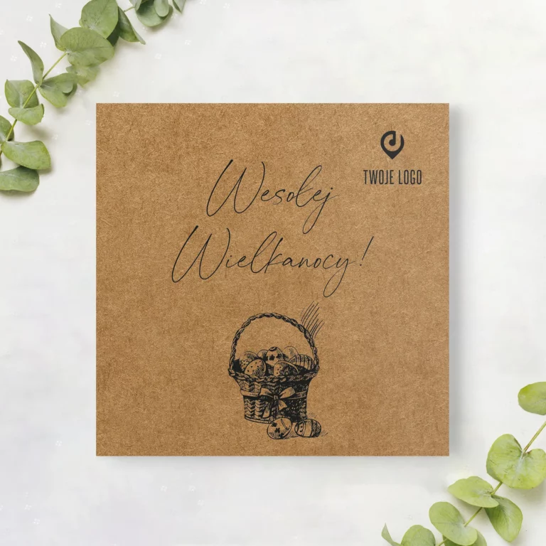Firmowe kartki Wielkanocne z logo KOSZYCZEK Z PISANKAMI ECO okładka polska
