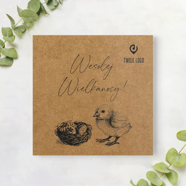 Firmowe kartki Wielkanocne z logo MAŁY KURCZACZEK ECO okładka polska