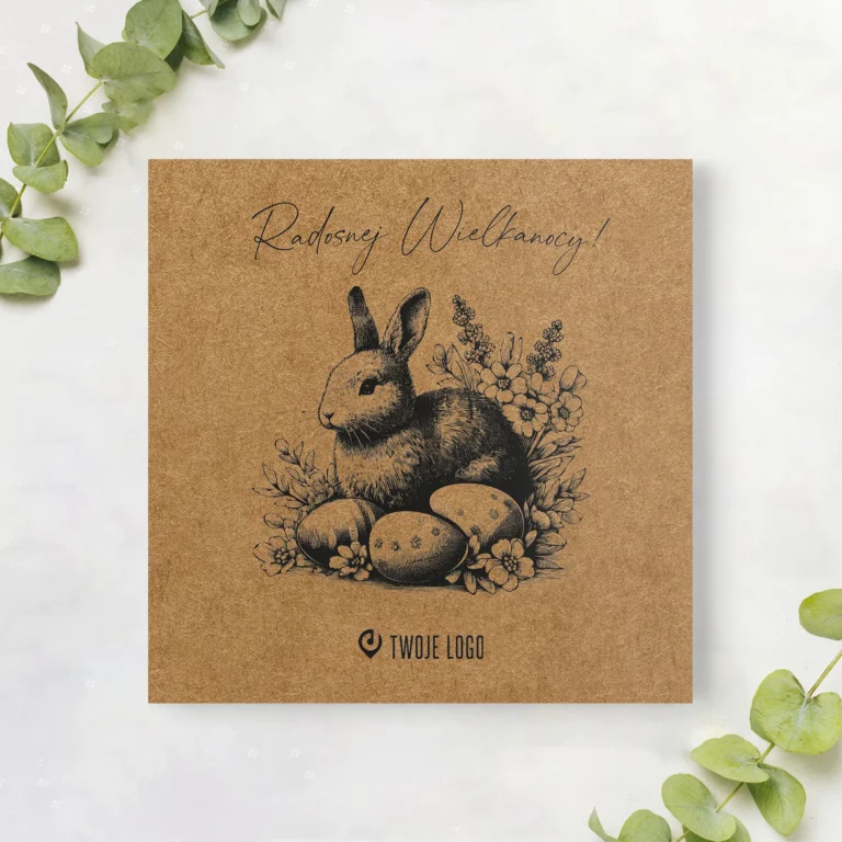 Firmowe kartki Wielkanocne z logo WIELKANOCNY ZAJĄCZEK ECO okładka polska