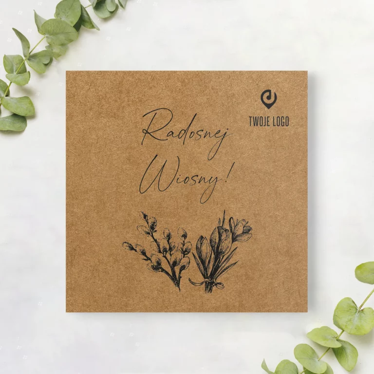 Firmowe kartki Wielkanocne z logo WIOSENNE KWIATY ECO okładka polska