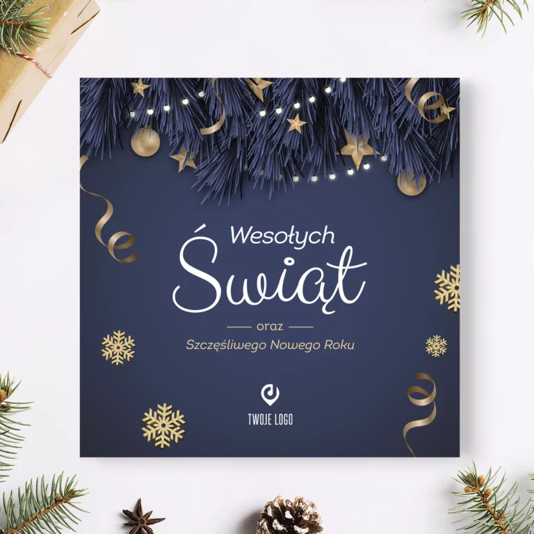 Kartki świąteczne dla firm GRANATOWA ELEGANCJA