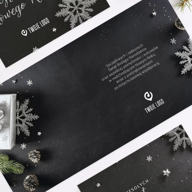 Firmowe kartki świąteczne z logo SREBRNE ŚWIĘTA
