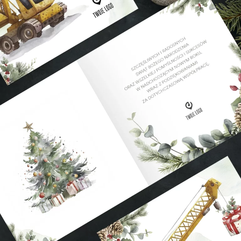 Firmowe kartki świąteczne z logo Święta na budowie