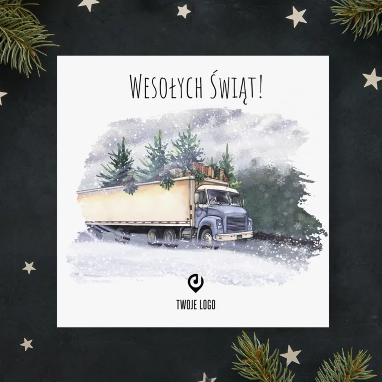 Kartka świąteczna transport ŚWIĄTECZNA CIĘŻARÓWKA