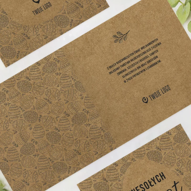 Kartki eko Wielkanoc dla firm - wielkanocne eco życzenia z logo