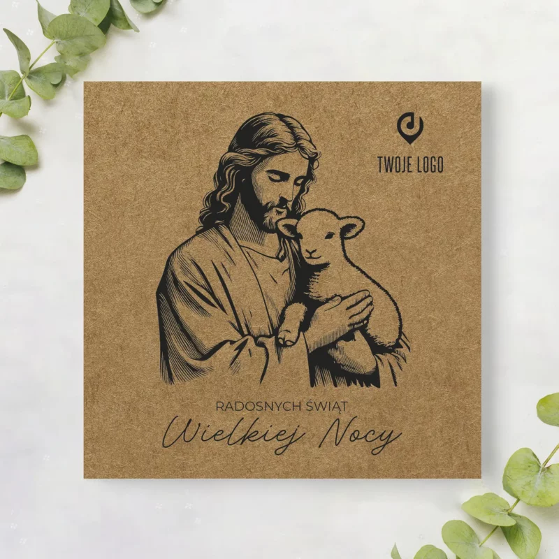 Firmowe kartki Wielkanocne z logo JEZUS Z BARANKIEM okładka polska