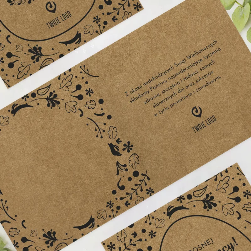 Kartki eko Wielkanoc dla firm - wielkanocne eco życzenia z logo