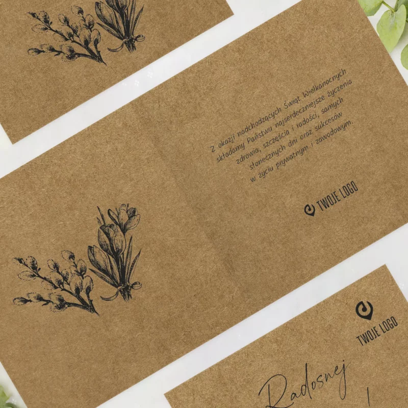 Firmowe kartki Wielkanocne z logo WIOSENNE KWIATY okładka polska