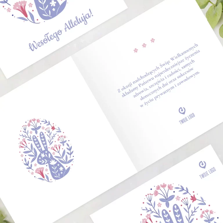 Firmowe kartki Wielkanocne z logo ZAJĄC W PISANCE okładka polska