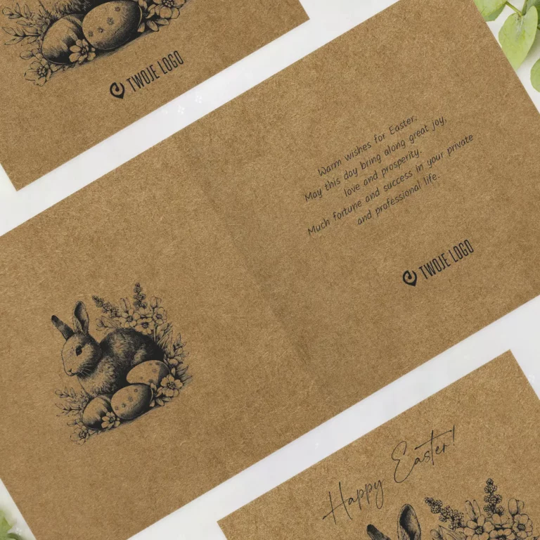 Firmowe kartki Wielkanocne z logo ZAJACZEK WIELKANOCNY okładka angielska
