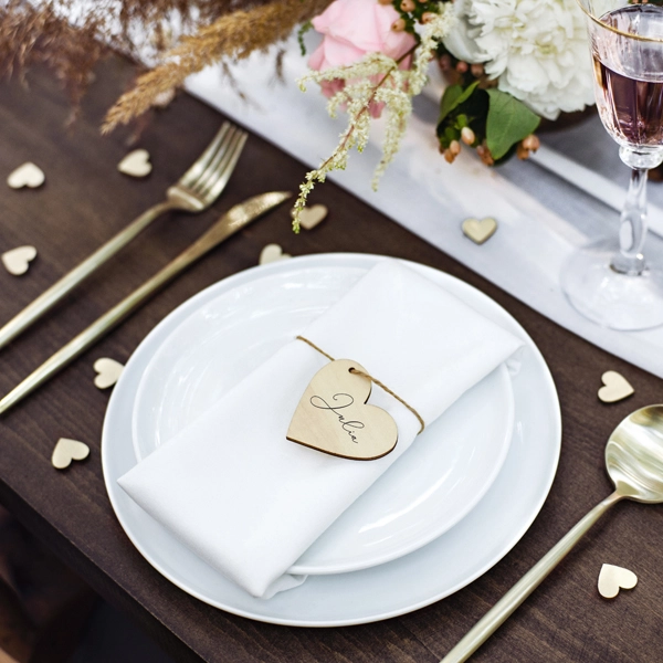 Drewniane wizytówki na stół SERCA