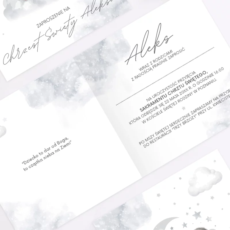 Zaproszenia personalizowane na chrzest BABY BOY