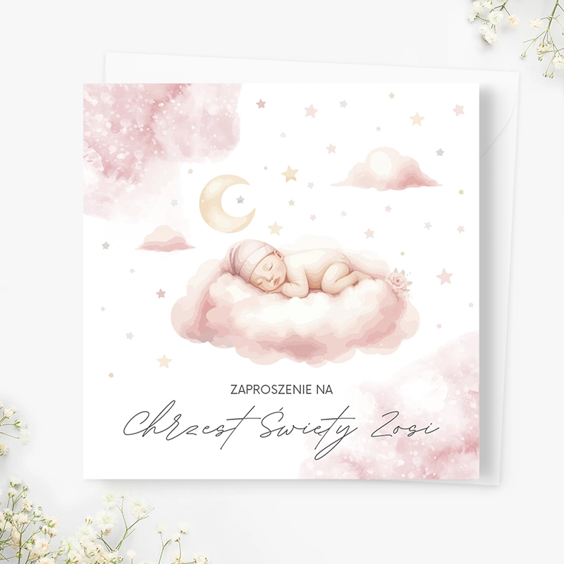 Zaproszenia personalizowane na chrzest BABY GIRL