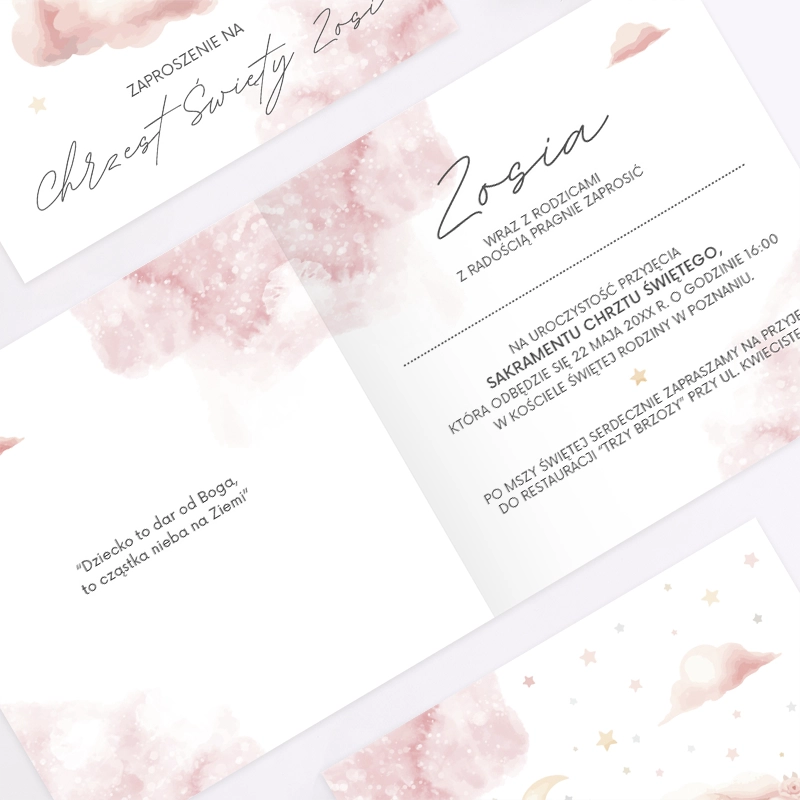 Zaproszenia personalizowane na chrzest BABY GIRL