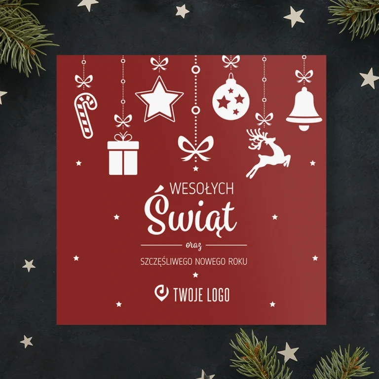 Kartka świąteczna WISZĄCE DEKORACJE