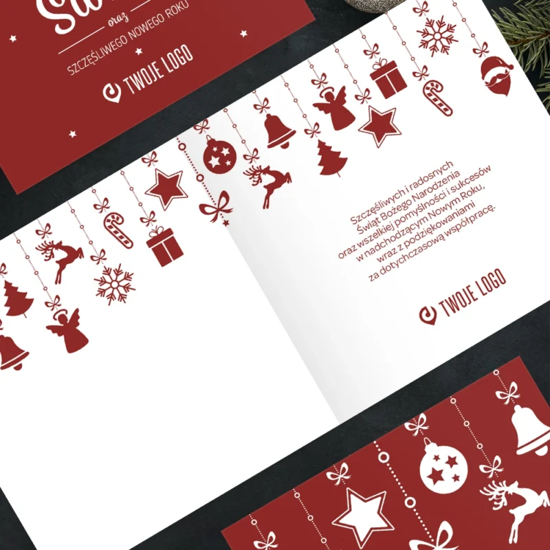 Kartka świąteczna WISZĄCE DEKORACJE