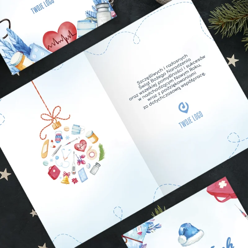 Kartka świąteczna ZASTRZYK RADOŚCI z Twoim logo