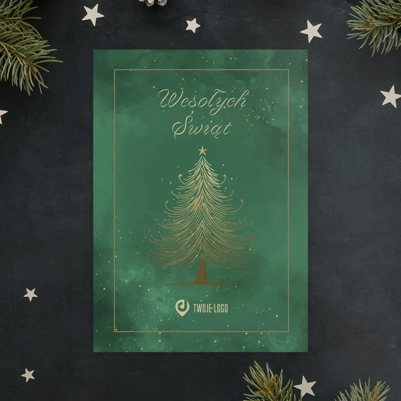Kartka świąteczna ZIELONA ELEGANCJA z Twoim logo