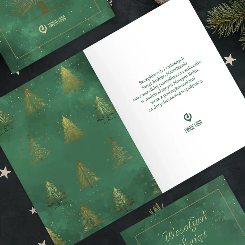 Kartka świąteczna ZIELONA ELEGANCJA z Twoim logo