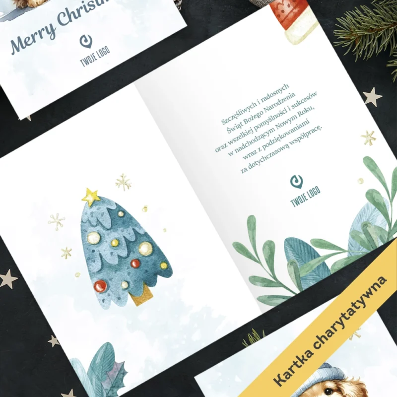 Kartka świąteczna PIESKIE ŚWIĘTA z Twoim logo