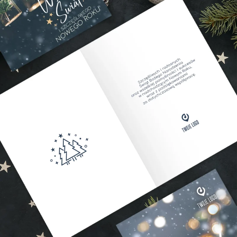 Kartka świąteczna CHOINKA W BUTELCE z Twoim logo