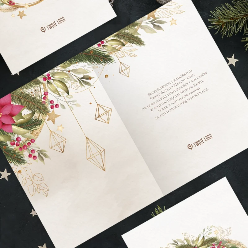Kartki świąteczne firmowe CHOINKOWA BOMBKA z Twoim logo
