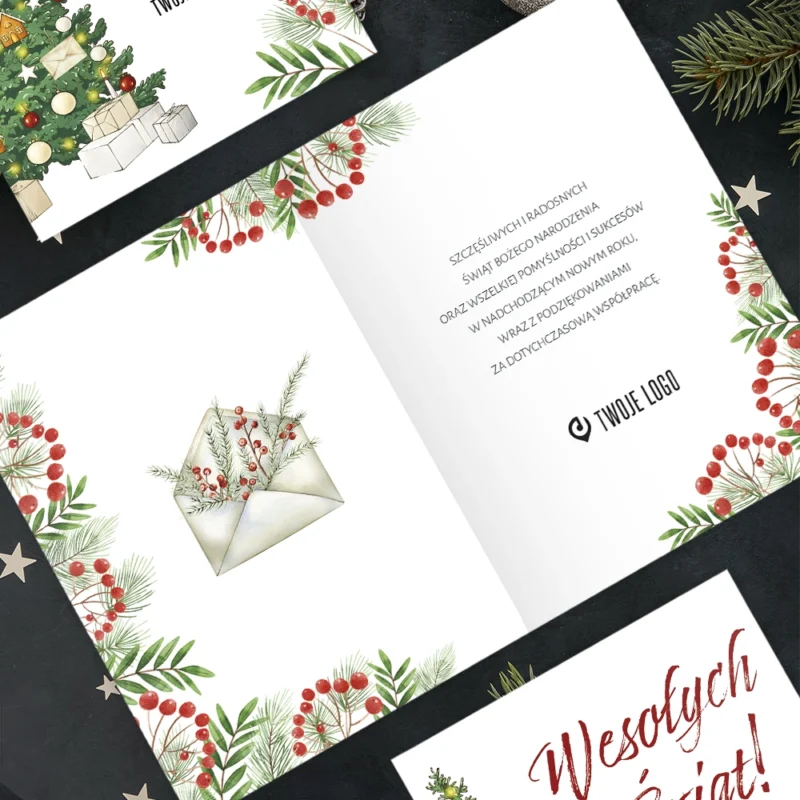 Kartka świąteczna CHOINKA ŻYCZEŃ z Twoim logo