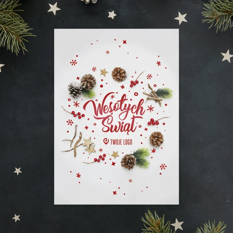 Kartki świąteczne firmowe GWIAZDKOWA SZYSZKA z Twoim logo