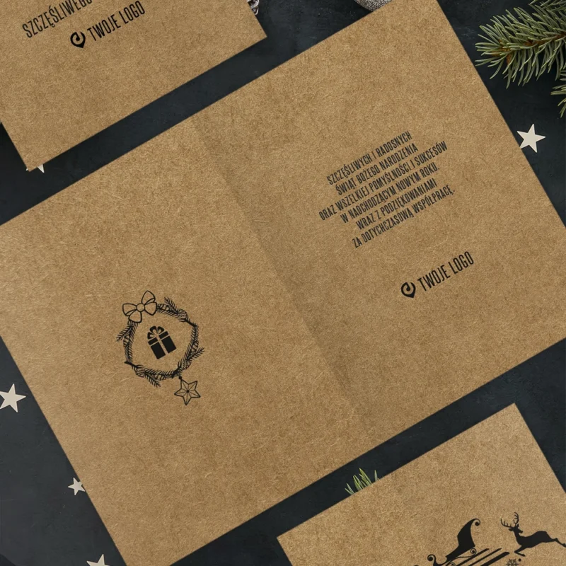 Kartki świąteczne firmowe JELONKI ECO z Twoim logo