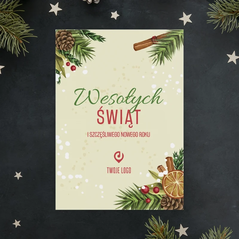 Kartka świąteczna SUSZONA POMARAŃCZA z Twoim logo